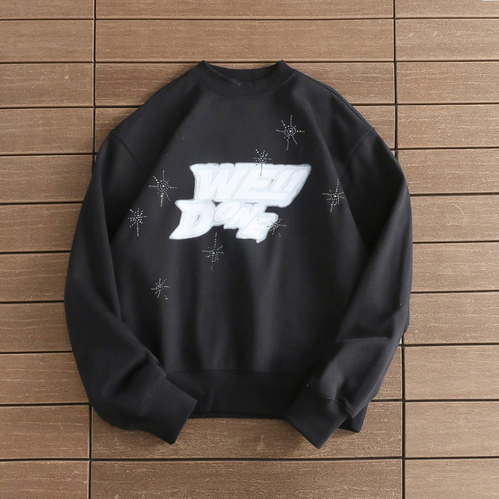 We11 Done Logo Letter Print Hot Diamond Long Sleeved Sweatshirt